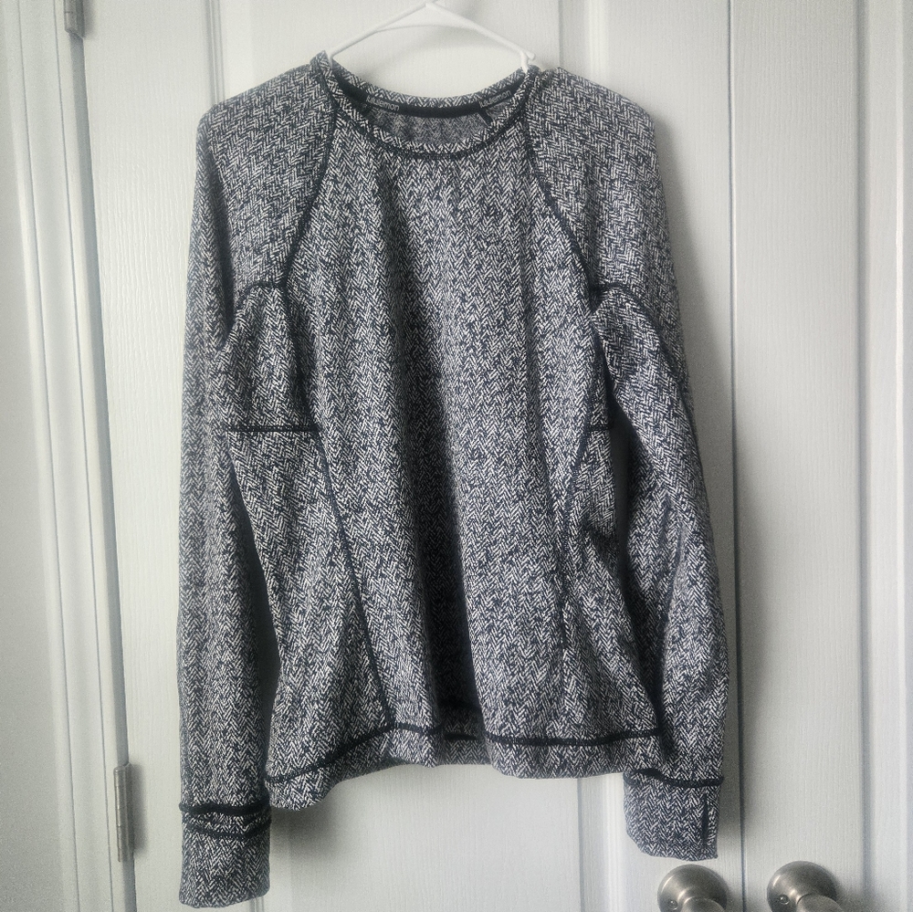 Lululemon Rulu Run Shirt Gray Patterned Long Sleeve Top Sz 10